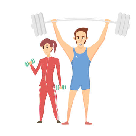 label fitness club with the image of women and menのイラスト素材