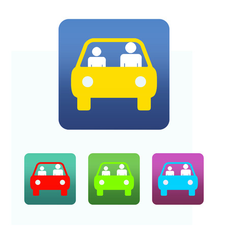 Several different colored icons on a white background, flat icons for web and mobile applications with car and manの写真素材