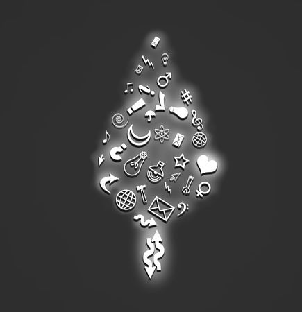 Falling down social media icons, Modern abstract icons, set of icons in the form of a treeの写真素材