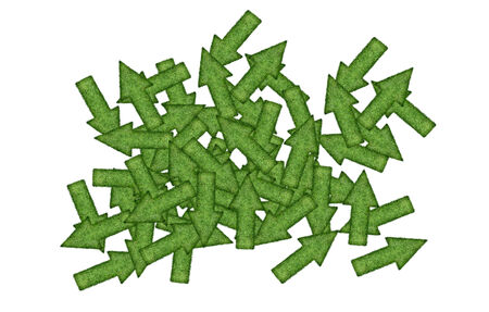 green arrows on white. set of green arrows isolated. hill  arrowsの写真素材