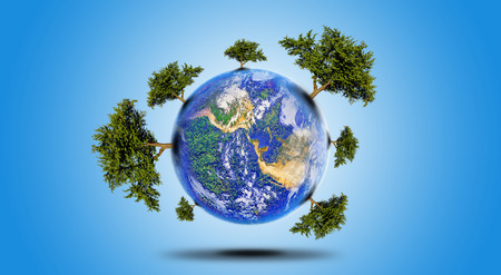 protect the environment concept - earth with a tree , Planet With Treeの写真素材