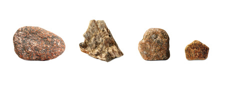 several granite stone on a white background, small stones on a white backgroundの写真素材