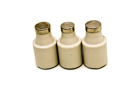 Several electrical fuses isolated on a white backgroundの写真素材