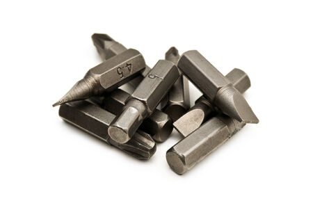 A set of various screwdriver bits isolated