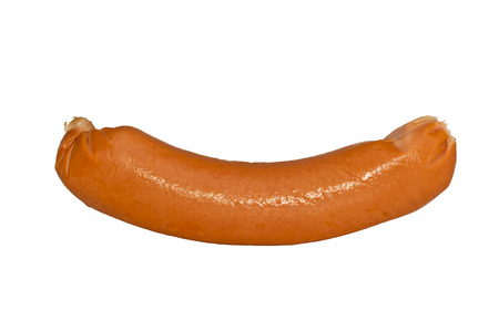 one meat sausage isolated on white background,の写真素材