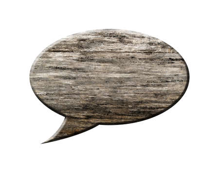 Wooden Speech Bubble, isolated on white background. The classic bubbleの写真素材