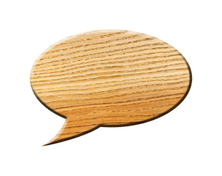 Wooden Speech Bubble, isolated on white background. The classic bubbleの写真素材