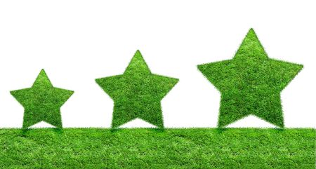 Three pentagonal stars on a white backgroundの写真素材