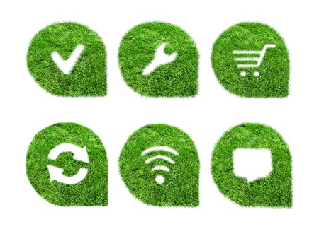 Green grass web signs. Set green icons for web design