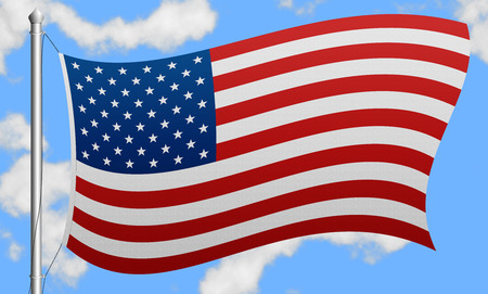 Illustration of the US flag. USA flag on a background of clear sky
