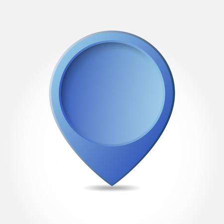 Blue map pointer - vector illustration. Map pointer icon on white background. Illustration of blue navigation marker with shadow.のイラスト素材