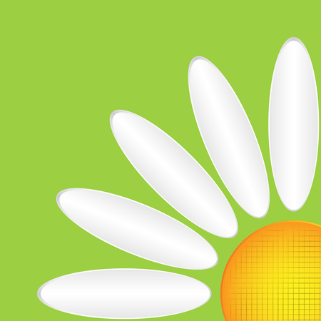 Abstract camomile on a green background. Flat daisy - vector illustration.のイラスト素材