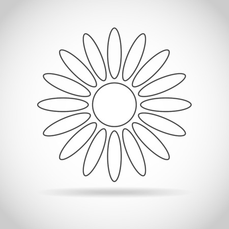 Abstract camomile on white background. Flower icon design. Flat daisy - vector illustration.のイラスト素材
