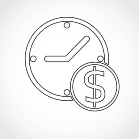 Time is money concept - flat icon. Office clock and Money - vector illustration. Business flat icon.のイラスト素材