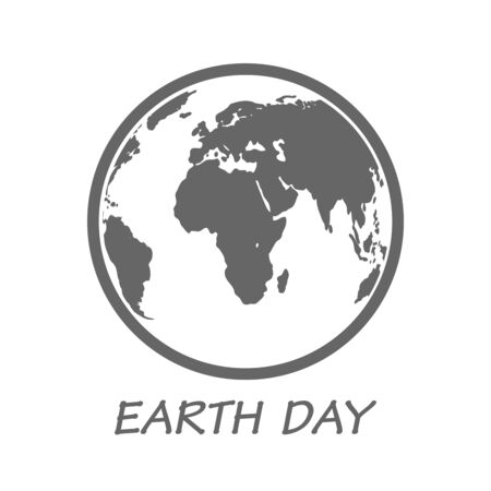 Earth day - monochrome poster in flat design. Ecology concept. Earth Globe with text Earth Day 22 April - vector illustration.のイラスト素材