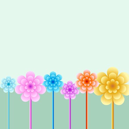 Bright colored background with flowers. Simple floral background - vector illustration.のイラスト素材