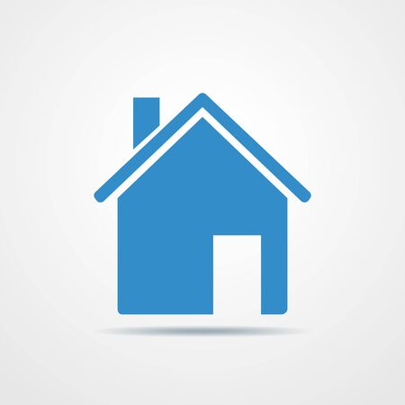 Home icon - illustration. Simple blue home sign isolated on light background.のイラスト素材
