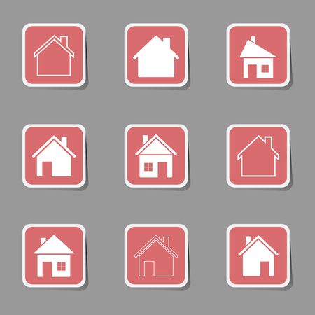 Houses icons set - vector illustration. Simple houses collection, real estate and construction theme.のイラスト素材