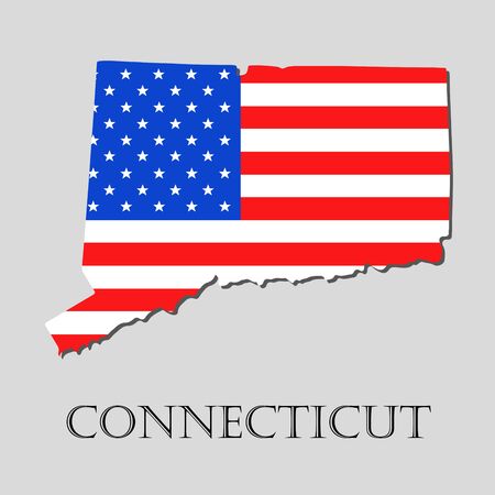 Map of the State of Connecticut and American flag illustration. America Flag map - vector illustration.のイラスト素材