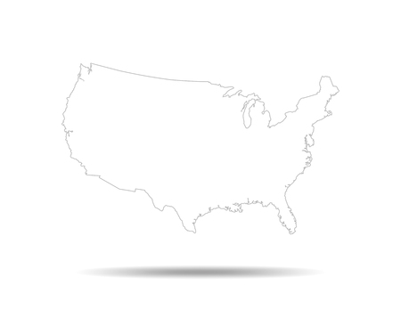Black USA map - vector illustration. Black contour of United States.のイラスト素材