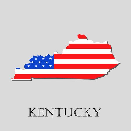 Map of the State of Kentucky and American flag illustration. America Flag map - vector illustration.のイラスト素材