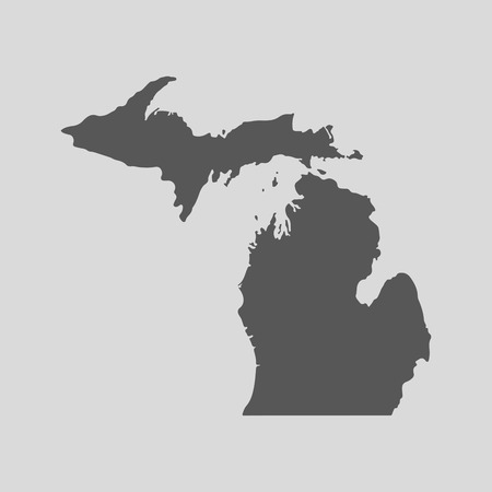 Black map of the State of Michigan - vector illustration. Simple flat map State of Michigan.のイラスト素材