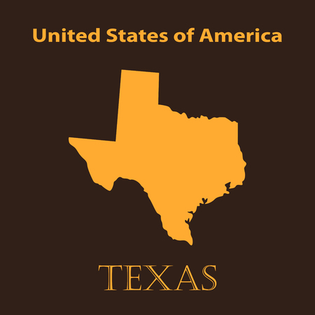 Orange map of the State of Texas - vector illustration. Simple flat map State of Texas.のイラスト素材