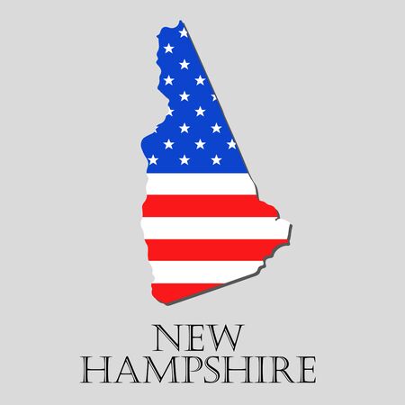Map of the State of New Hampshire and American flag illustration. America Flag map - vector illustration.のイラスト素材