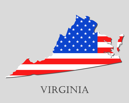 Map of the State of Virginia and American flag illustration. America Flag map - vector illustration.のイラスト素材