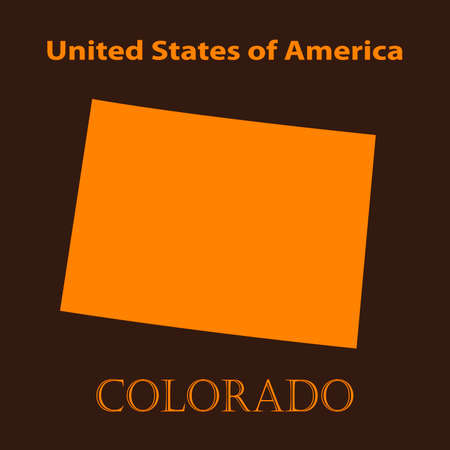 Orange Colorado map - vector illustration. Simple flat map of Colorado on a brown background.のイラスト素材