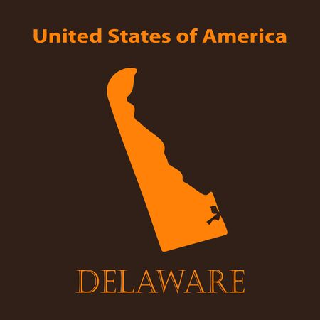 Orange Delaware map - vector illustration. Simple flat map of Delaware on a brown background.のイラスト素材