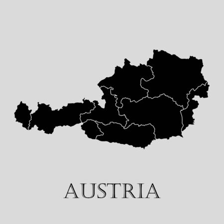 Black Austria map on light grey background. Black Austria map - vector illustration.のイラスト素材