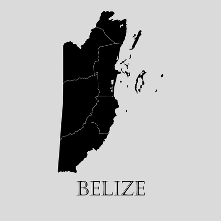 Black Belize map on light grey background. Black Belize map - vector illustration.のイラスト素材
