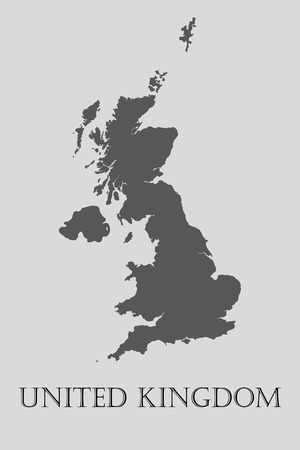 Black United Kingdom map on light grey background. Black United Kingdom map - vector illustration.のイラスト素材