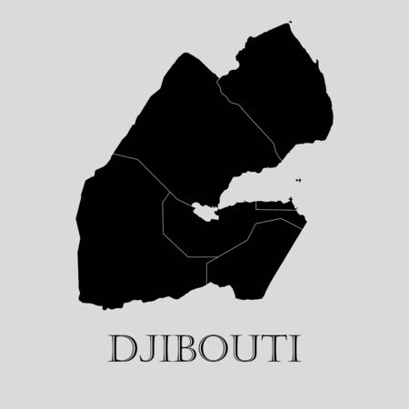 Black Djibouti map on light grey background. Black Djibouti map - vector illustration.のイラスト素材