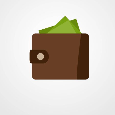 Wallet with green dollars. Flat style money wallet - vector illustration.のイラスト素材