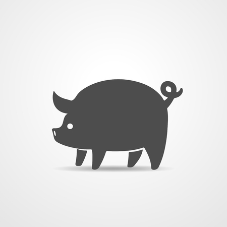 Gray pig - vector illustration. Simple abstract pig icon on white background.のイラスト素材