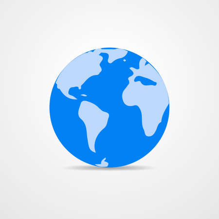 Blue vector Earth globe isolated on white. Light - blue simple scheme of the globe. Globe earth Icon - vector illustration.のイラスト素材