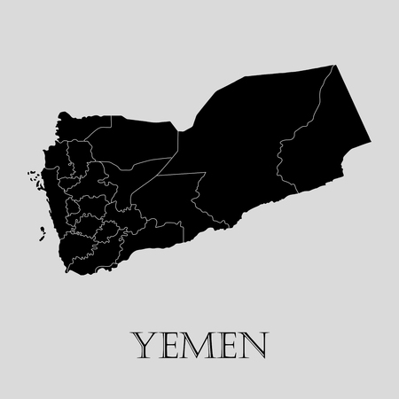 Black Yemen map on light grey background. Black Yemen map - vector illustration.のイラスト素材