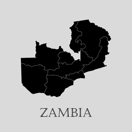 Black Zambia map on light grey background. Black Zambia map - vector illustration.のイラスト素材