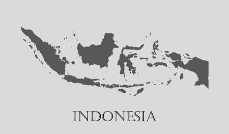 Gray Indonesia map on light grey background. Gray Indonesia map - vector illustration.のイラスト素材