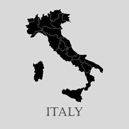 Black Italy map on light grey background. Black Italy map - vector illustration.のイラスト素材