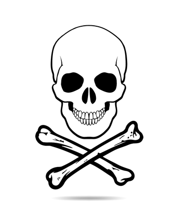Skull and Crossbones Icon on White Background. Skull and bones - vector illustration. The mark warning of an dangers.のイラスト素材