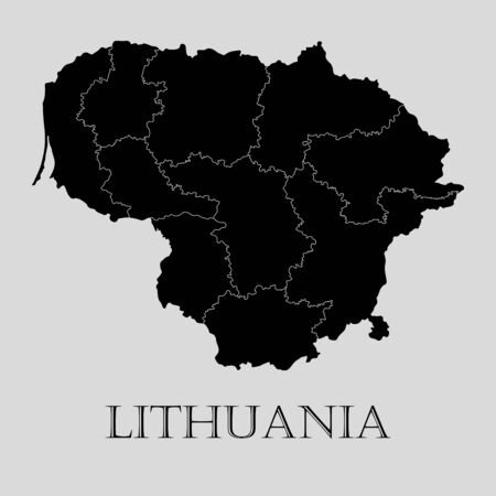 Black Lithuania map on light grey background. Black Lithuania map - vector illustration.のイラスト素材