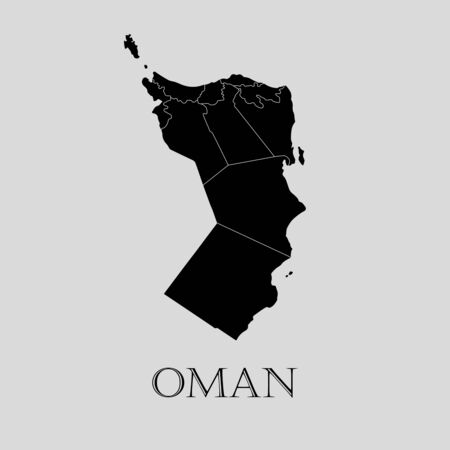 Black Oman map on light grey background. Black Oman map - vector illustration.のイラスト素材
