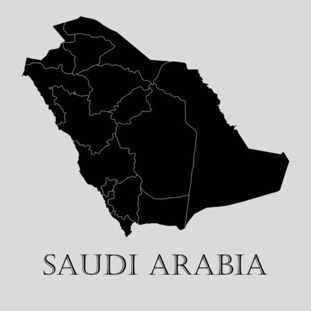 Black Saudi Arabia map on light grey background. Black Saudi Arabia map - vector illustration.のイラスト素材