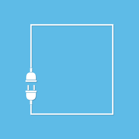 Abstract background with wire plug and socket. Concept connection, connection, disconnection, electricity. Wire plug and socket - vector illustration.のイラスト素材