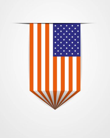 Hanging american flag. Stylish american banner - vector illustration. Color US flag for websites.のイラスト素材