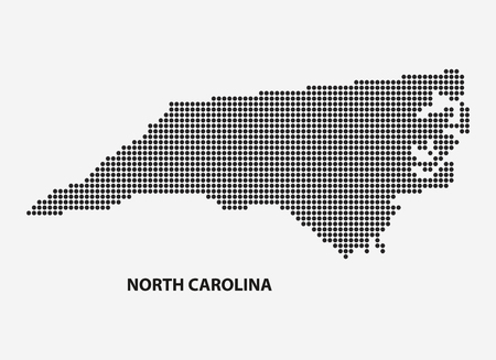 Dotted map of the State North Carolina. The form with black points on light background. Vector illustration.のイラスト素材