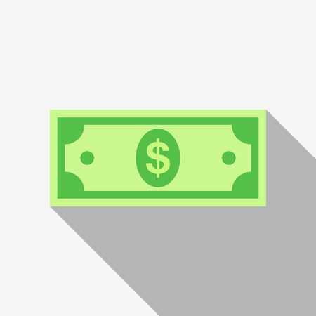 Money icon in flat style with long shadow. Dollar icon.  illustration.のイラスト素材